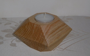 Świecznik geometryczny dębowy - lite drewno woskowane